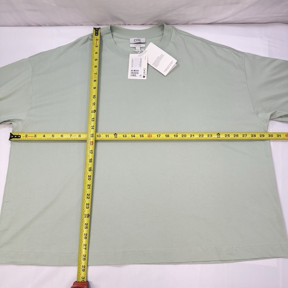 NEW COS Women's L / XL Oversized Tee Tshirt 100% Organic Cotton Boxy Green - Picture 12 of 13